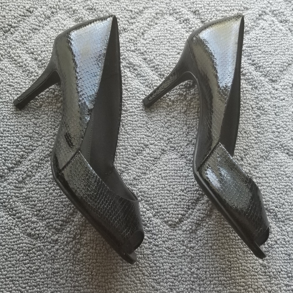 Fioni Faux Reptile print Open toe Cocktail party heels